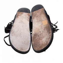 Pre Owned Isabel Marant Black Suede And Leather Elva Bow Tie Up Thong Flat Sandals Size 39