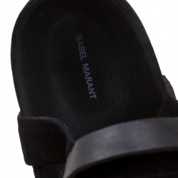 Pre Owned Isabel Marant Black Suede And Leather Elva Bow Tie Up Thong Flat Sandals Size 39