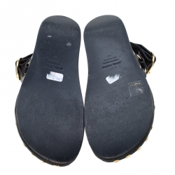 Pre Owned Isabel Marant Black Leather Nirvy Stud Trim Platform Sandals Size 40