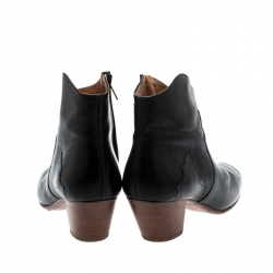 Pre Owned Isabel Marant Black Leather Dicker Ankle Boots Size 40