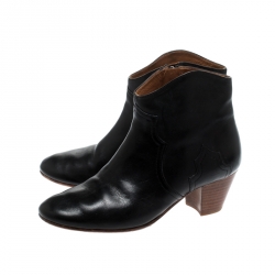 Pre Owned Isabel Marant Black Leather Dicker Ankle Boots Size 40