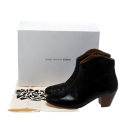 Pre Owned Isabel Marant Black Leather Dicker Ankle Boots Size 40