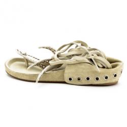 Pre Owned Isabel Marant White Leather Edris Bow Tie Sandals Size 37