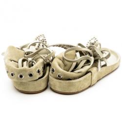 Pre Owned Isabel Marant White Leather Edris Bow Tie Sandals Size 37