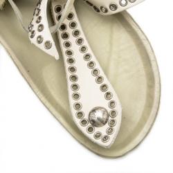Pre Owned Isabel Marant White Leather Edris Bow Tie Sandals Size 37