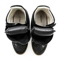 Pre Owned Isabel Marant Black Bekett Wedge Sneakers Size 37