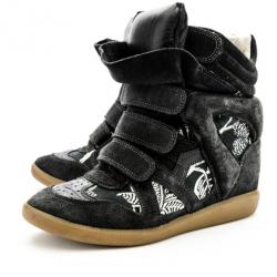 Pre Owned Isabel Marant Black Bekett Wedge Sneakers Size 37