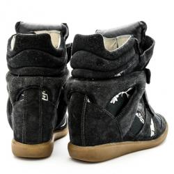 Pre Owned Isabel Marant Black Bekett Wedge Sneakers Size 37