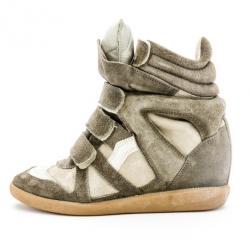 Pre Owned Isabel Marant Beige Bekett Wedge Sneakers Size 37