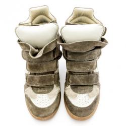 Pre Owned Isabel Marant Beige Bekett Wedge Sneakers Size 37