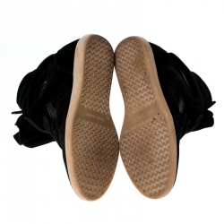 Pre Owned Isabel Marant Black Suede And Leather Bekett Wedge Sneakers Size 41