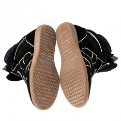 Pre Owned Isabel Marant Black Suede Leather Bekett Sneakers Size 38