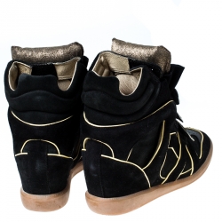 Pre Owned Isabel Marant Black Suede Leather Bekett Sneakers Size 38