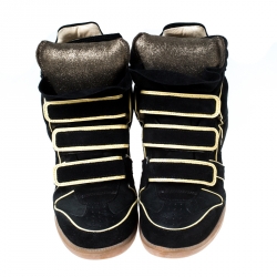 Pre Owned Isabel Marant Black Suede Leather Bekett Sneakers Size 38