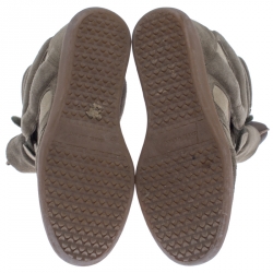 Pre Owned Isabel Marant Olive Green Suede And Leather Trim Bekett Wedge Sneakers Size 37
