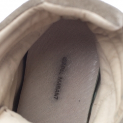 Pre Owned Isabel Marant Olive Green Suede And Leather Trim Bekett Wedge Sneakers Size 37