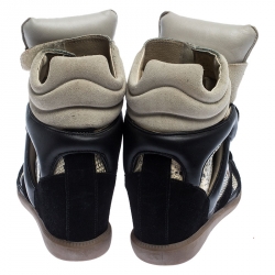 Pre Owned Isabel Marant Suede And Python Embossed Leather Bekett Wedge Sneaker Size 40