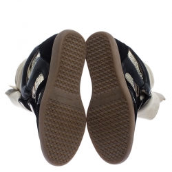 Pre Owned Isabel Marant Suede And Python Embossed Leather Bekett Wedge Sneaker Size 40