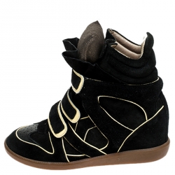 Pre Owned Isabel Marant Two Tone Suede and Leather Bekett Wedge Sneakers Size 39