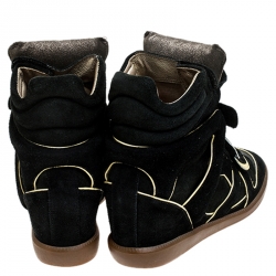 Pre Owned Isabel Marant Two Tone Suede and Leather Bekett Wedge Sneakers Size 39