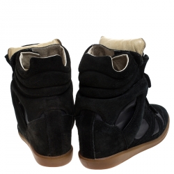 Pre Owned Isabel Marant Black Suede and Leather Bekett Wedge Sneakers Size 35