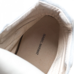 Isabel Marant Beige Canvas And Powder Blue Suede Bekett Wedge Sneakers Size 39