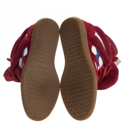 Pre Owned Isabel Marant Red/White Suede and Canvas Bayley Star High Top Sneakers Size 38