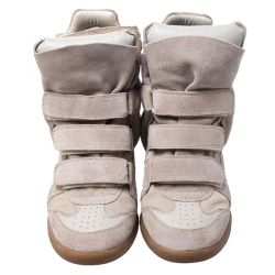 Isabel Marant Grey Suede Bekett Wedge High Top Sneakers Size 38
