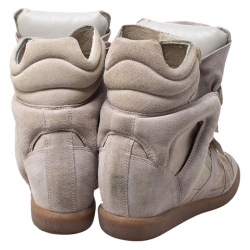 Isabel Marant Grey Suede Bekett Wedge High Top Sneakers Size 38