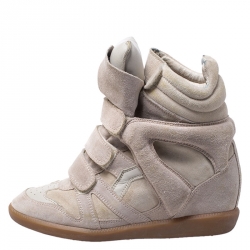 Isabel Marant Grey Suede Bekett Wedge High Top Sneakers Size 38
