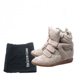 Isabel Marant Grey Suede Bekett Wedge High Top Sneakers Size 38