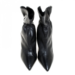 Pre Owned Isabel Marant Black Leather Lileas Pointed Toe Boots Size 38