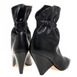 Pre Owned Isabel Marant Black Leather Lileas Pointed Toe Boots Size 38