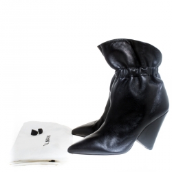 Pre Owned Isabel Marant Black Leather Lileas Pointed Toe Boots Size 38