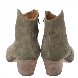Pre Owned Isabel Marant Khaki Suede Dicker Ankle Boots Size 38