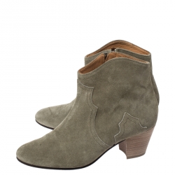 Pre Owned Isabel Marant Khaki Suede Dicker Ankle Boots Size 38