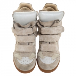 Pre Owned Isabel Marant Grey Suede Bekett Wedge High Top Sneakers Size 39