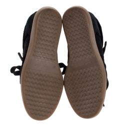 Pre Owned Isabel Marant Black Suede And Pony Hair Bobby Wedge Sneakers Size 37