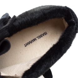 Pre Owned Isabel Marant Black Suede And Pony Hair Bobby Wedge Sneakers Size 37
