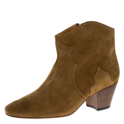 Isabel Marant KhakI Suede Dicker Ankle Boots Size 37