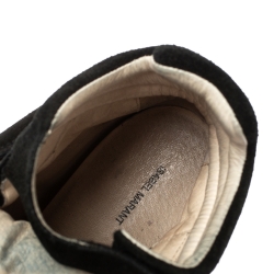 Pre Owned Isabel Marant Black Suede And Leather Bekett Wedge Sneakers Size 38