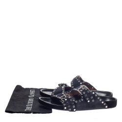Pre Owned Isabel Marant Light Black Suede Leather Lennyo Slides Size 41