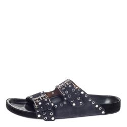 Pre Owned Isabel Marant Light Black Suede Leather Lennyo Slides Size 41