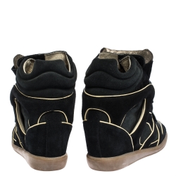 Pre Owned Isabel Marant Two Tone Suede and Leather Bekett Wedge Sneakers Size 38