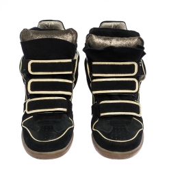 Pre Owned Isabel Marant Two Tone Suede and Leather Bekett Wedge Sneakers Size 38