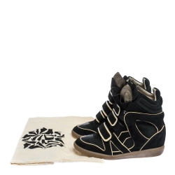 Pre Owned Isabel Marant Two Tone Suede and Leather Bekett Wedge Sneakers Size 38