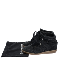 Pre Owned Isabel Marant Dark Blue Suede Bobby Wedge Sneakers Size 41