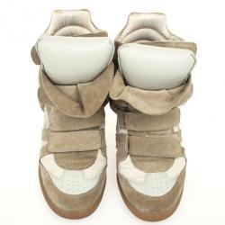 Pre Owned Isabel Marant Beige Bekett Wedge Sneakers Size 38