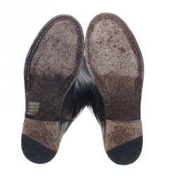 Pre Owned Isabel Marant Black Leather Chess Knee Boots Size 37 