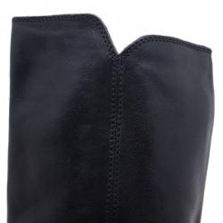 Pre Owned Isabel Marant Black Leather Chess Knee Boots Size 37 